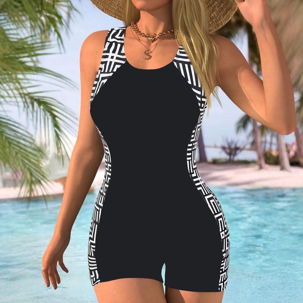 Womens Athletic Training Backless One-piece Swimsuit