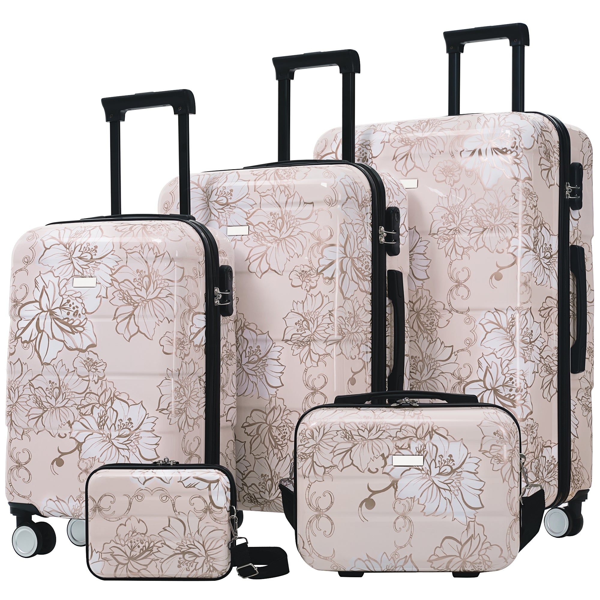 Luggage Sets New Model PC 5pcs, Hardside Lightweight Durable 20 24 28  Suitcases  With 8 14 Cases, Suitcase With Lock Spinner Wheels