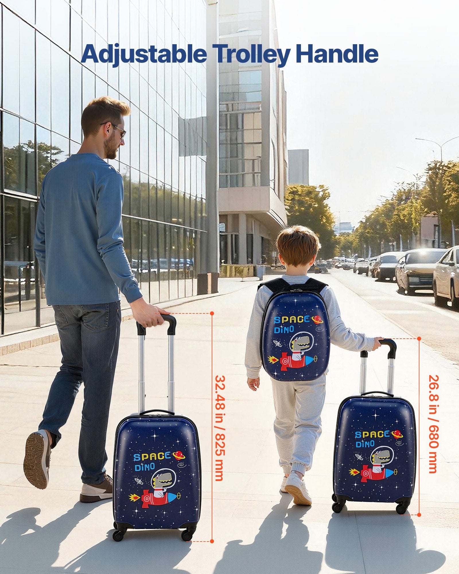 Kids Luggage Set, 2 Piece, 18 Inch Hardside Rolling Wheels Suitcase With Hard-Shell Backpack, Dinosaur Kids Carry On Luggage Set, Holiday Birthday Gift For Girls & Boys, Airline Approved