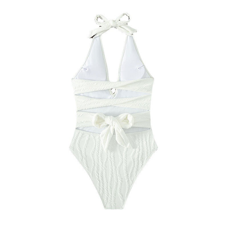 Sexy V-Neck Womens One-Piece Swimsuit