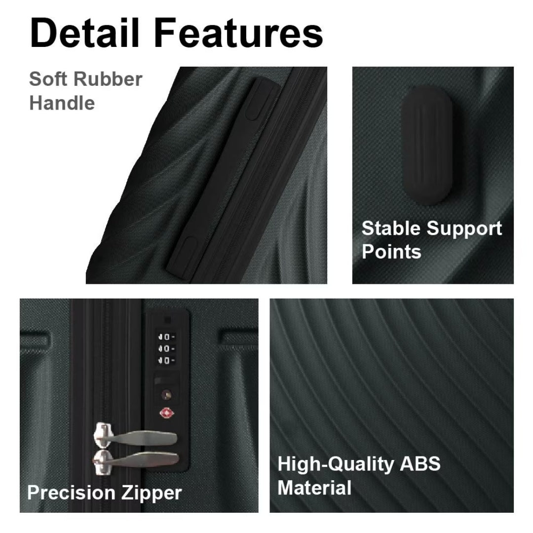 Luggage Sets ABS Hardshell 3pcs Luggage, Lightweight Durable Suitcase Sets Spinner Wheels Suitcase With TSA Lock 20''24''28'' Available Dark Green